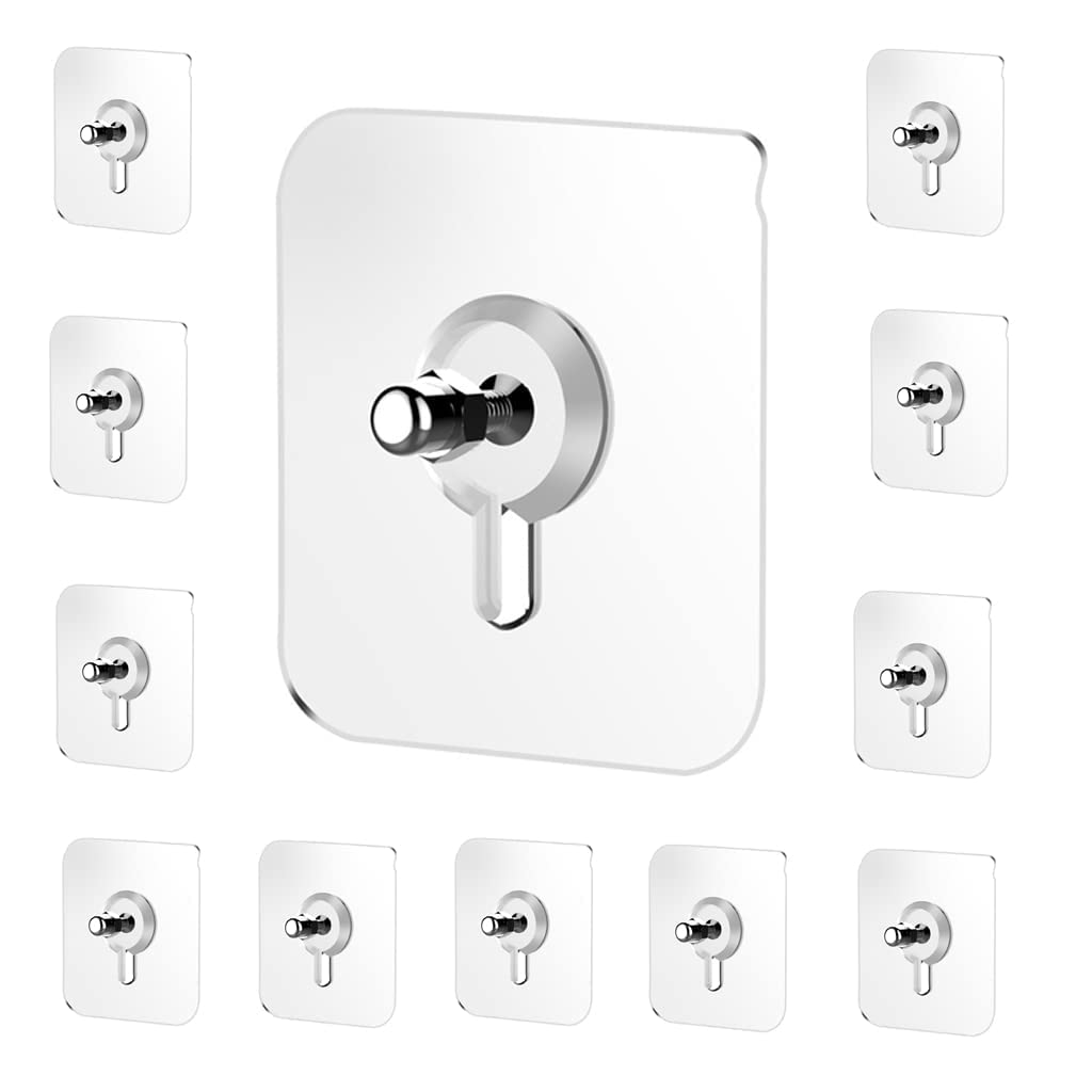 10 Pcs Stainless Steel, PVC, ABS Nail Free Seamless Adhesive Non-Trace No Drilling Installation Hanging, Waterproof Screws Wall Hook (Transparent)